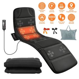 Full Body Vibrating Massage Mat with Heating Function, 10 Copper Motors Massager Pad for Neck Shoulder Back Hip Leg, Non-Slip Base, 10/20/30 Min