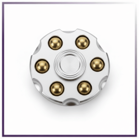 Metal Alloy Revolver Cylinder Fidget Spinner Toy with Detachable Brass Chambers - Premium EDC Desk Accessory for Focus, Calm, and Stress Relief