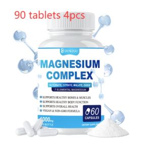 Magnesium Complex Supplement With Glycinate Citrate, Malate Oxide, Supports Bone, Muscle Digestive Health, Vegan Non-GMO, 60 Capsules (Option: 90 tablets 4pcs)