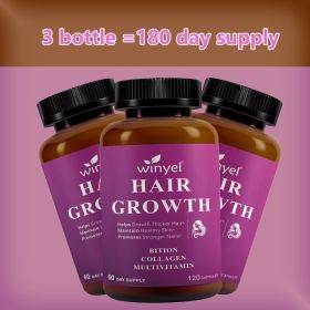 Hair Growth Vitamins Containing 1,000 Mcg Ofbiotin, Collagen, Saw Palmetto, And Other Naturalingredients To Promote Stronger, Healthier Hair,skin (Option: 3 PCS)