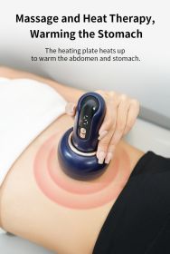 Electric charging, scraping, cupping, meridian brushing, negative pressure, cupping, suction, heating, tendon therapy, health massage, divine too (Color: Health massager-blue)