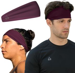 Sweat Band Workout Headbands for Women and Men - Sweatbands for Men - Moisture Wicking Sports Sweat Bands Headbands for Women, Running,Cycling,Yo (Color: Deep Purple)