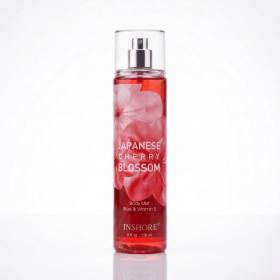 Fragrance Body Mist - Large Size 8 fl. oz. / 236 ml - Refreshing Scented Mist with Aloe & Vitamin E for Daily Hydration (shape: JAPANESE CHERRY)