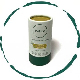 BeNat All Natural Plastic-Free Deodorant 3oz - Aluminum-Free Eco-Friendly Stick for Men & Women (OPTIONS: Lemon & Tea Tree)