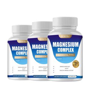 MAGNESIUM COMPLEX Wellness Capsules With Malate & Glycinate And 8 ELEMENTAL MAGNESIUM, Supports Health 90 Capsules, Dietary Supplement. (Option: 3 PCS)